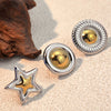 Wholesale Women's Heartshaped Stainless Steel Ring With Gold And Silver Splicing And Electroplating Design