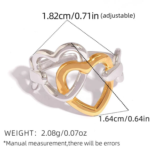 Wholesale Women's Heartshaped Stainless Steel Rings With Vacuum Plating And Niche Design