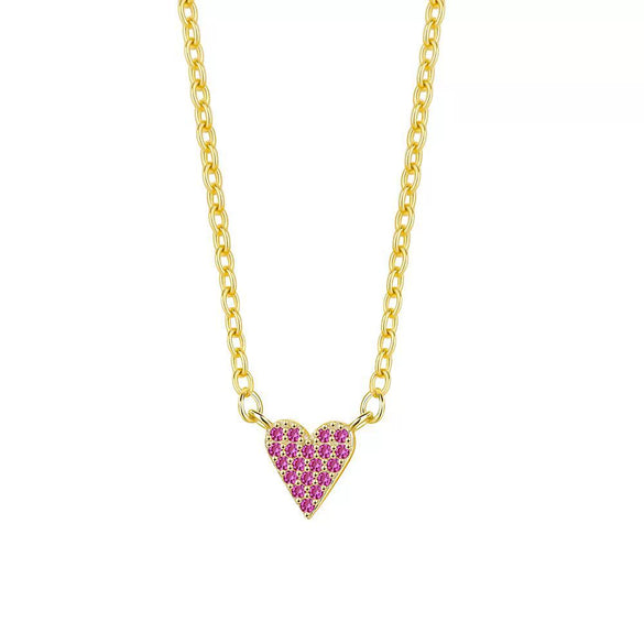 Wholesale Women's Heartshaped 925 Sterling Silver Zircon Inlaid Pendant Necklace With Cross Chain