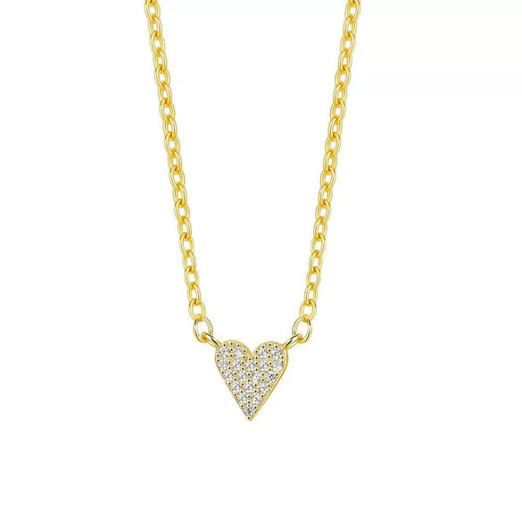 Wholesale Women's Heartshaped 925 Sterling Silver Zircon Inlaid Pendant Necklace With Cross Chain