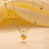 Wholesale Women's Heartshaped Titanium Steel Electroplated Necklace With O Word Chain