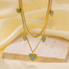 Wholesale Women's Heartshaped Titanium Steel Electroplated Necklace With O Word Chain