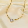 Wholesale Women's Heartshaped Titanium Steel Electroplated Necklace With O Word Chain
