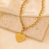 Wholesale Women's Heartshaped Titanium Steel Electroplated Necklace With O Word Chain