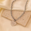 Wholesale Women's Heartshaped Titanium Steel Electroplated Necklace With O Word Chain