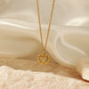 Wholesale Women's Heartshaped Titanium Steel Necklace With Precious Stones And Cross Chain