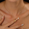 Wholesale Women's Heartshaped Titanium Steel Necklace With Precious Stones And Cross Chain