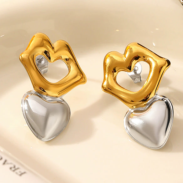Wholesale Women's Heartshaped Titanium Steel Stainless Steel Earrings With Vacuum Plating And 18K Gold Plating Nonfading Oxidation And Corrosion Resistant