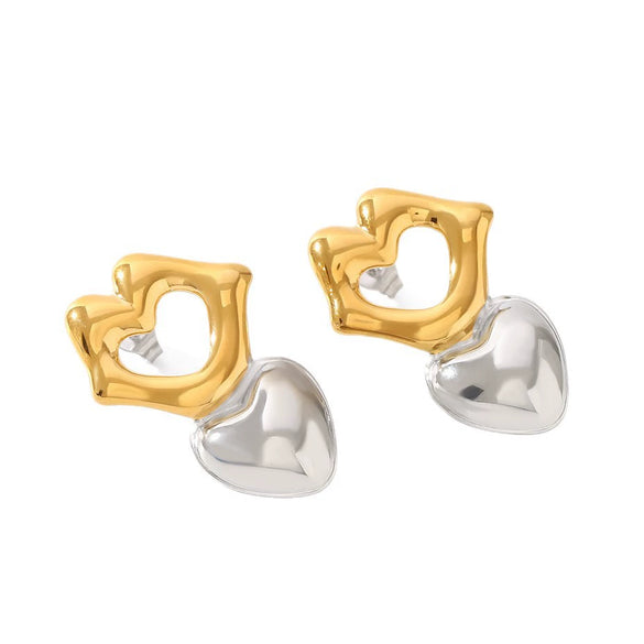 Wholesale Women's Heartshaped Titanium Steel Stainless Steel Earrings With Vacuum Plating And 18K Gold Plating Nonfading Oxidation And Corrosion Resistant