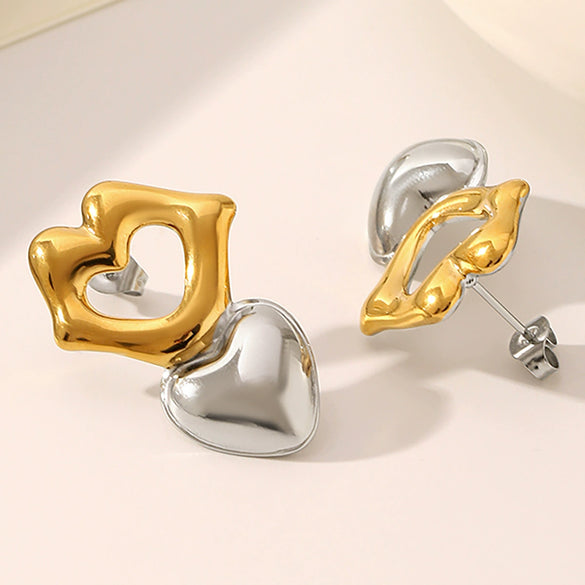 Wholesale Women's Heartshaped Titanium Steel Stainless Steel Earrings With Vacuum Plating And 18K Gold Plating Nonfading Oxidation And Corrosion Resistant