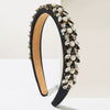 Wholesale Women's Heavy Craft Beaded Imitation Pearl Floral Geometric Headband Hair Accessory With Diamond Design