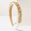 Wholesale Women's Heavy Craft Beaded Imitation Pearl Floral Geometric Headband Hair Accessory With Diamond Design