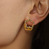 Wholesale Women's High Edition Flowers Double Sided Wear Buckle Zircon Earrings Jewelry In Stainless Steel With Geometric Pattern And 18K True Gold Plated Electroplating