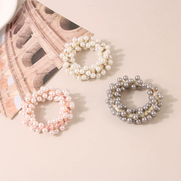 Wholesale Women's High Elastic Plastic And Resin Handmade Rose Ponytail Hair Band Hair Accessories
