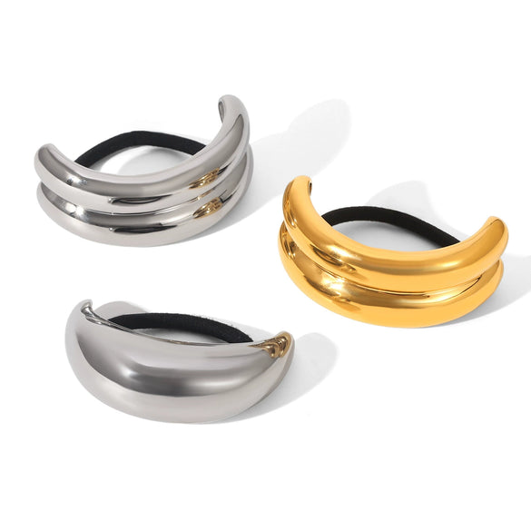 Wholesale Women's High Elasticity Geometric Electroplated Titanium Steel And Stainless Steel Hair Accessories