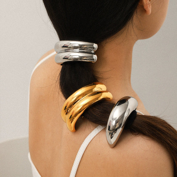 Wholesale Women's High Elasticity Geometric Electroplated Titanium Steel And Stainless Steel Hair Accessories