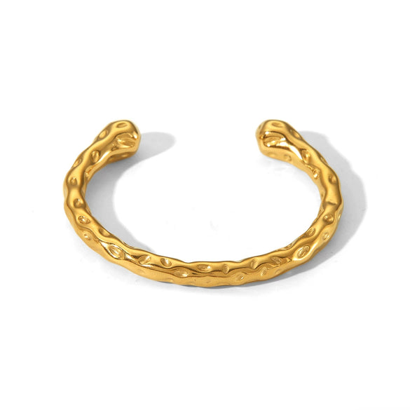 Wholesale Women's High End All Match Irregular Hammered Stainless Steel Bracelet With Pvd Furnace Real Gold Electroplating No Fade