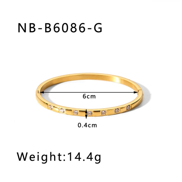 Wholesale Women's High End All Match 18K Gold Inlaid White Round Zircon Stainless Steel Bracelet With Electroplating