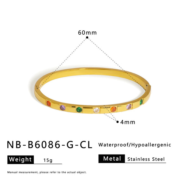 Wholesale Women's High End All Match 18K Gold Inlaid White Round Zircon Stainless Steel Bracelet With Electroplating