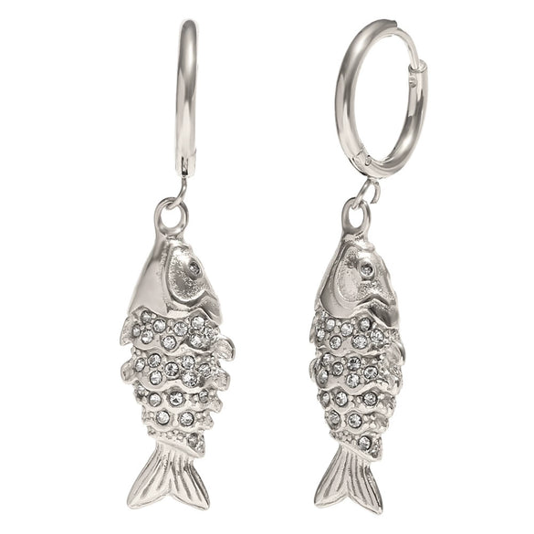Wholesale Women's High End Creative Necklace And Earrings Set With Stainless Steel And Titanium Steel 18K Gold Plated Koi Pendant Animal Pattern Electroplated