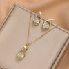 Wholesale Women's High End Jewelry Alloy Pendant Earrings And Necklace Suit With Love Water Drops And Bell Patterns Electroplated