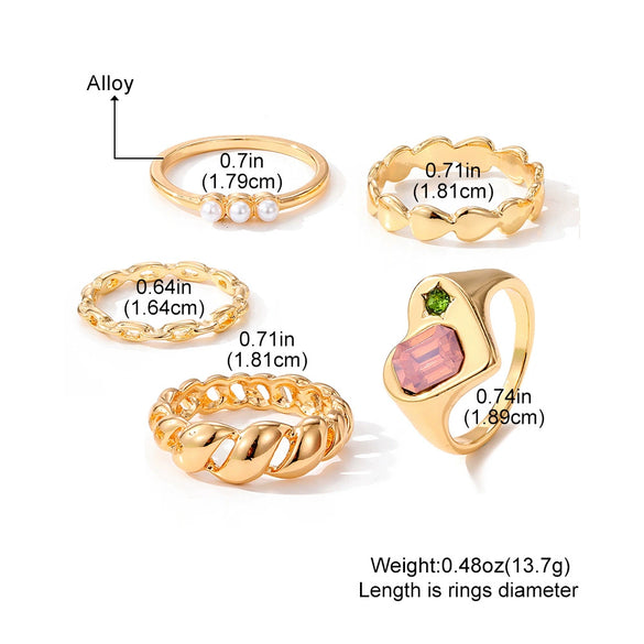 Wholesale Women's High Grade Gem Inlaid Heart Shaped Ring Set Jewelry