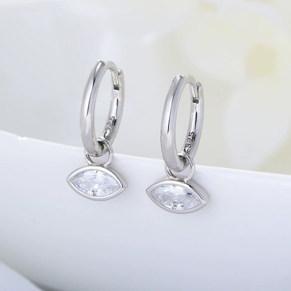 Wholesale Women's High Quality Simple Geometric Rhombus Zircon S925 Sterling Silver Earrings