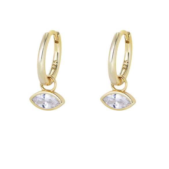 Wholesale Women's High Quality Simple Geometric Rhombus Zircon S925 Sterling Silver Earrings