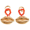 Wholesale Women's Highend Alloy Electroplated 14K Gold Lip Heart Earrings