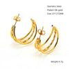 Wholesale Women's Highend Doublelayer 316L Stainless Steel Round Winding Geometric Earrings With Electroplating For Autumn And Winter