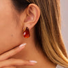 Wholesale Women's Highend Electroplated Resin And Stainless Steel Metal Splicing Earrings
