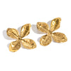 Wholesale Women's Highend Exaggerated Oversized Stainless Steel Flower Earrings With Pvd Furnace Vacuum Real Gold Plating