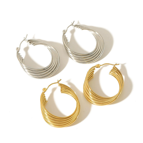 Wholesale Women's Highend Exaggerated Stainless Steel Earrings With Geometric Ushape Pattern And Electroplating Treatment