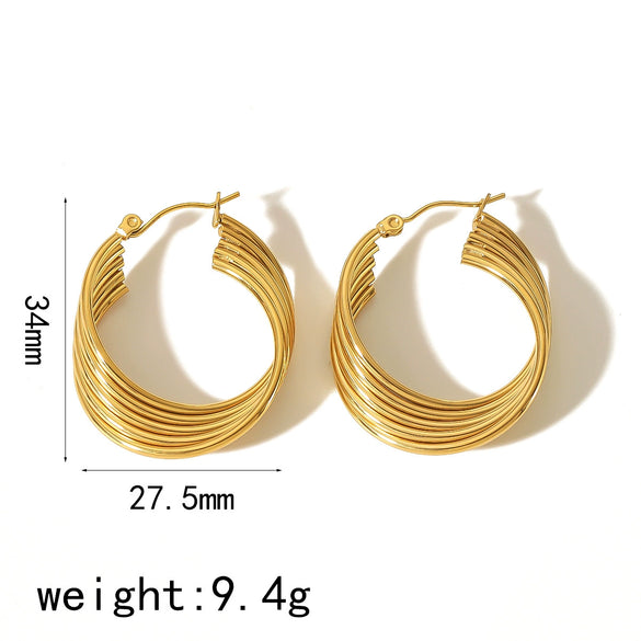 Wholesale Women's Highend Exaggerated Stainless Steel Earrings With Geometric Ushape Pattern And Electroplating Treatment
