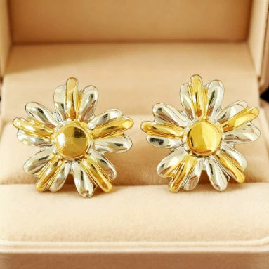 Wholesale Women's Highend Floral Stainless Steel Electroplated Earrings