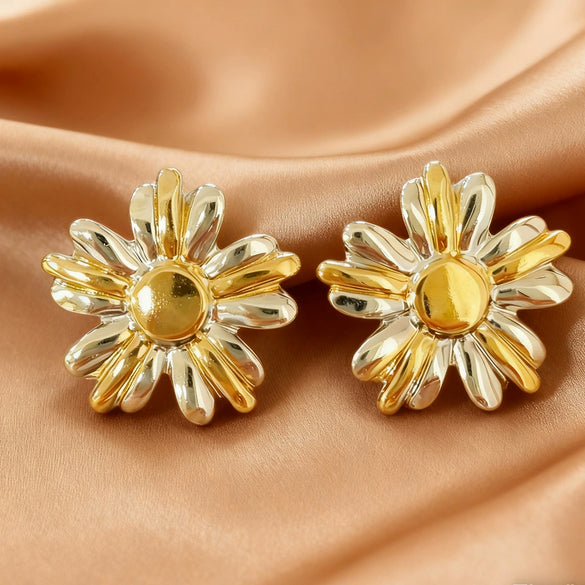 Wholesale Women's Highend Floral Stainless Steel Electroplated Earrings