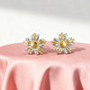Wholesale Women's Highend Floral Stainless Steel Electroplated Earrings