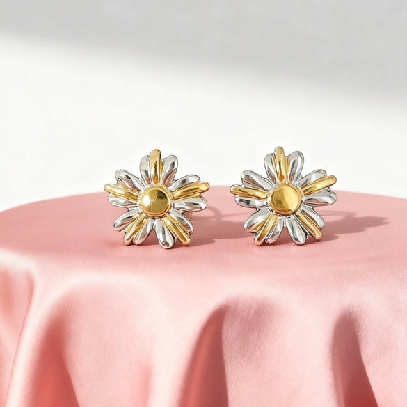 Wholesale Women's Highend Floral Stainless Steel Electroplated Earrings