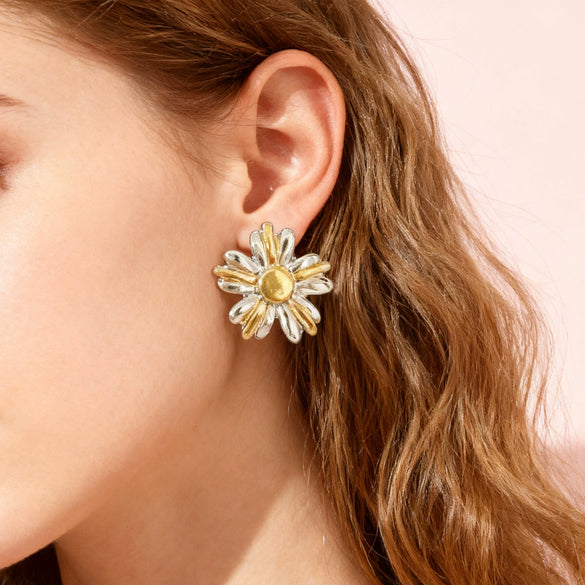 Wholesale Women's Highend Floral Stainless Steel Electroplated Earrings