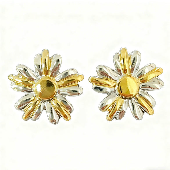 Wholesale Women's Highend Floral Stainless Steel Electroplated Earrings