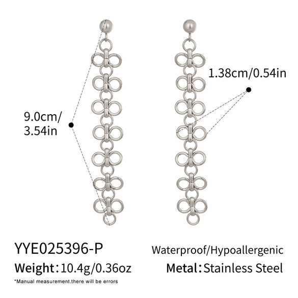 Wholesale Women's Highend Fourleaf Clover Tassel Earrings Titanium Steel Stainless Steel Ear Needle Pvd Furnace Vacuum Real Gold Plating Jewelry Accessories