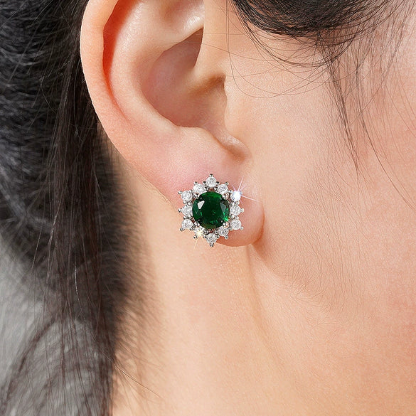 Wholesale Women's Highend Geometric And Flower Patterned Copper Earrings With Zirconia Design