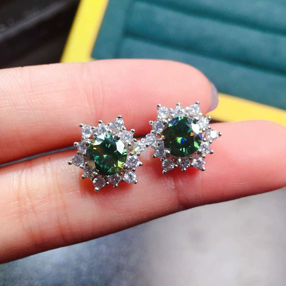 Wholesale Women's Highend Geometric And Flower Patterned Copper Earrings With Zirconia Design