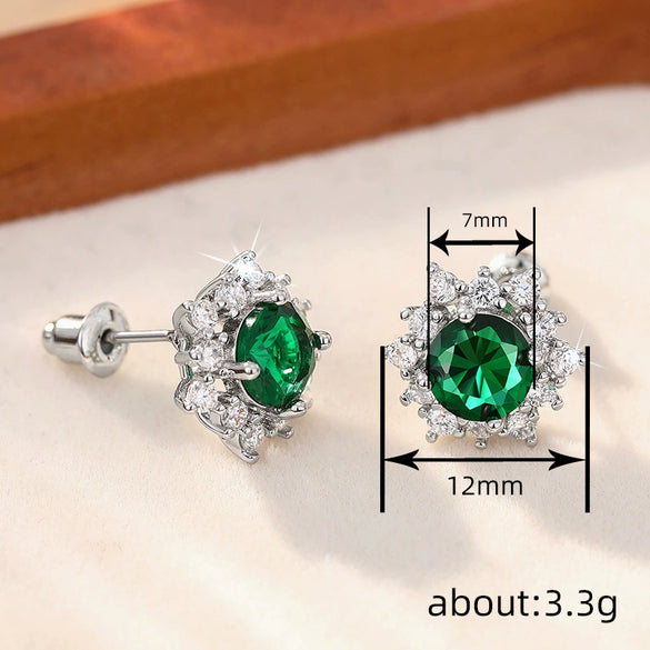 Wholesale Women's Highend Geometric And Flower Patterned Copper Earrings With Zirconia Design