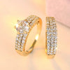 Wholesale Women's Highend Geometric Copper Inlaid Zircon Ring Twopiece Set
