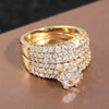 Wholesale Women's Highend Geometric Copper Inlaid Zircon Ring Twopiece Set