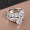 Wholesale Women's Highend Geometric Copper Inlaid Zircon Ring Twopiece Set