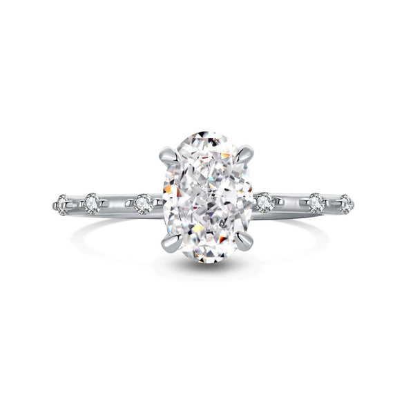 Wholesale Women's Highend Geometric Double Row Diamond S925 Sterling Silver Electroplated Ring