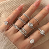 Wholesale Women's Highend Geometric Double Row Diamond S925 Sterling Silver Electroplated Ring