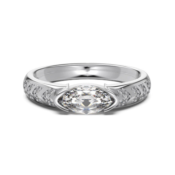 Wholesale Women's Highend Geometric Double Row Diamond S925 Sterling Silver Electroplated Ring